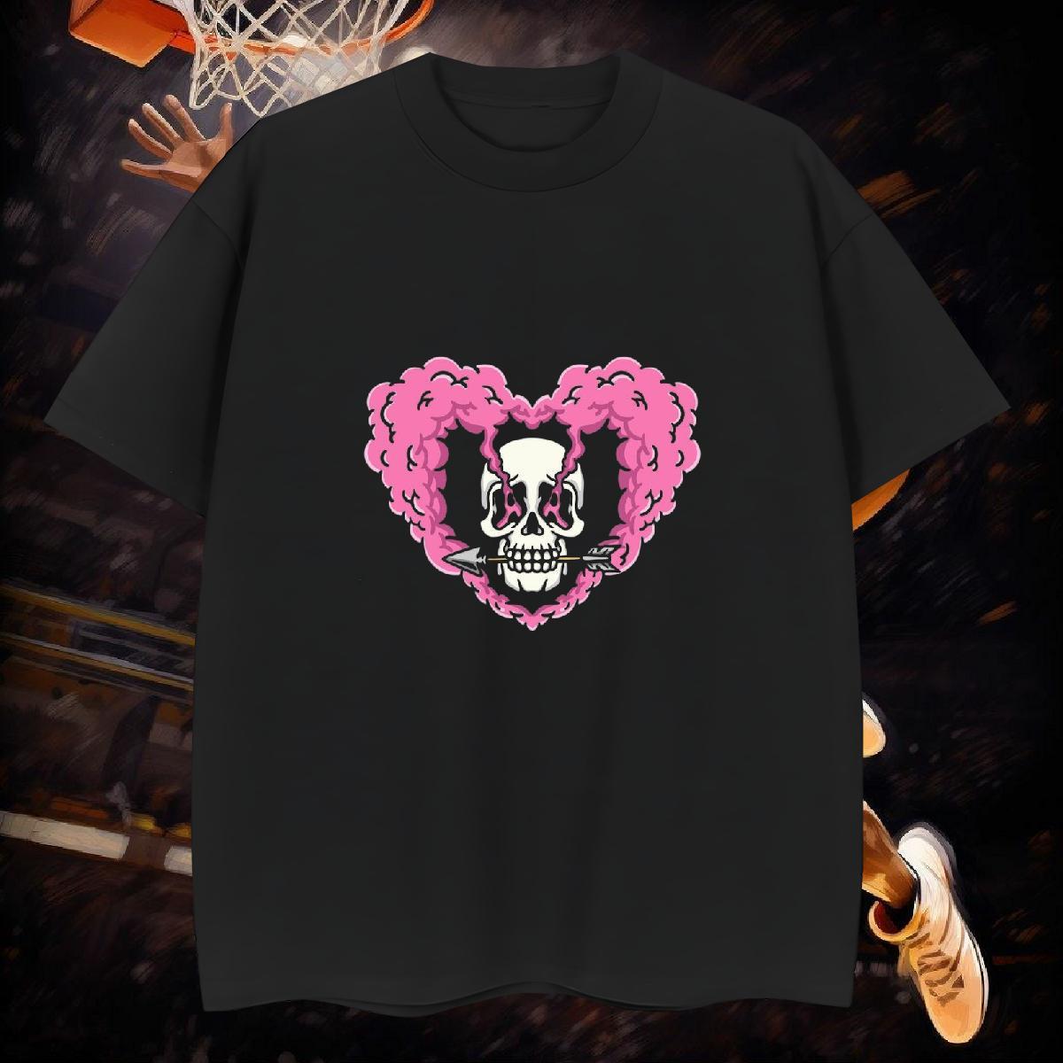 Loose T-Shirts for Men 100% Cotton 230g skull Hip Hop Street Customized Round Neck Short Sleeve Men Tees New Arrival Tee Shirt