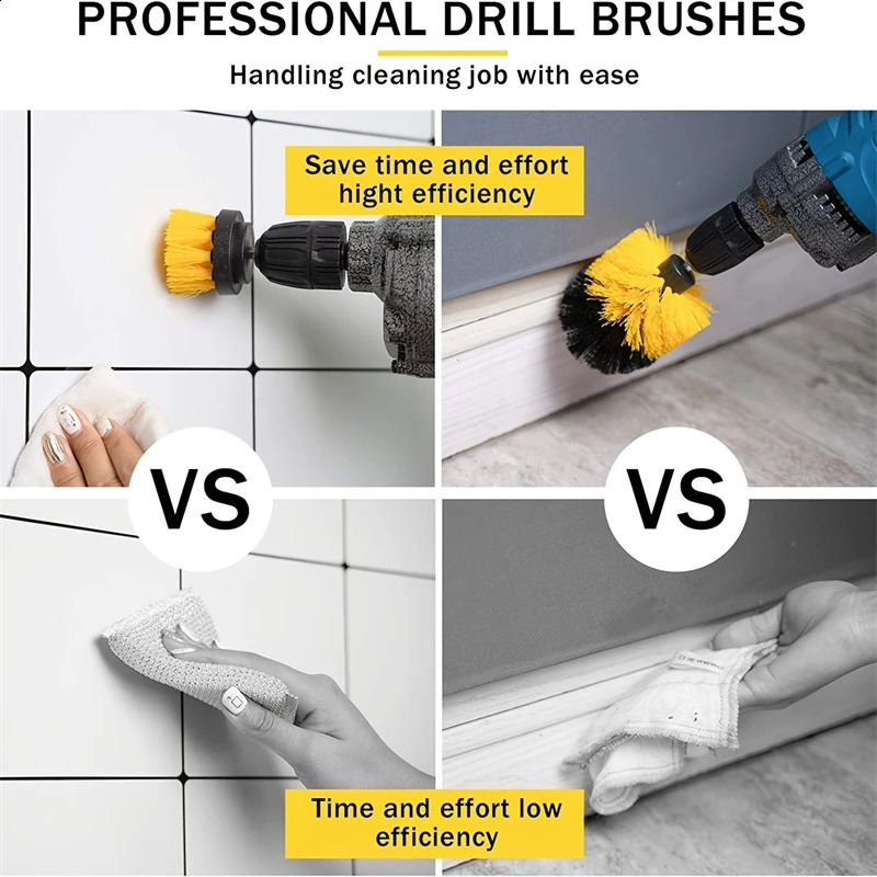 3piece drill brush accessory set electric washer with used for cleaning showers bathtubs tiles carpets w240824