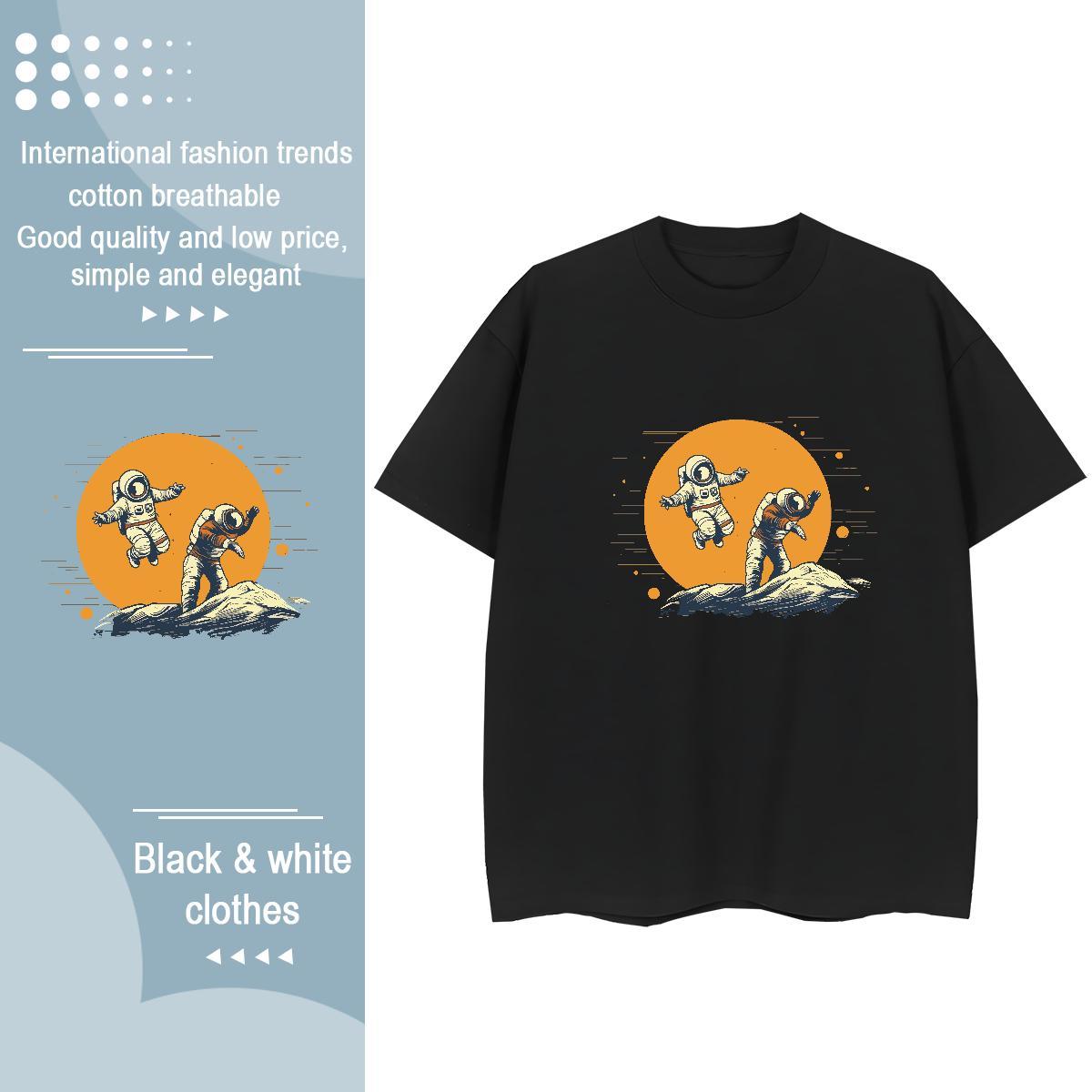 Designer Women Tshirts 100% Cotton 230g universe Daily Outfit T Shirt For Woman Breathable Short Sleeve Cartoon Print Clothes