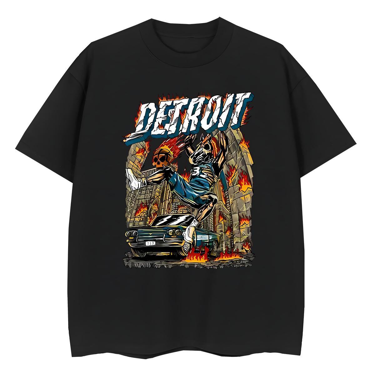 Comfortable T Shirt For Man 230g Pure Cotton skull Street wear Hip Hop Oversized 4XL O-Neck Short Sleeve Men Clothes T-Shirt 2024 Designer Top Tees