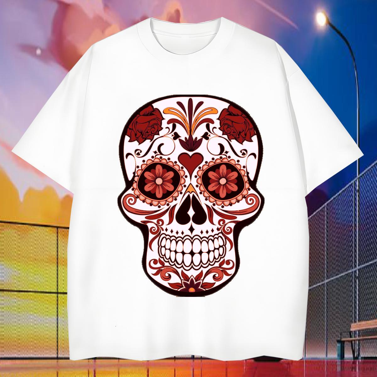 Popular Man T Shirts 230g Cotton skull Sport Custom Anime O Neck Short Sleeves Men Tshirts Factory Direct Polos