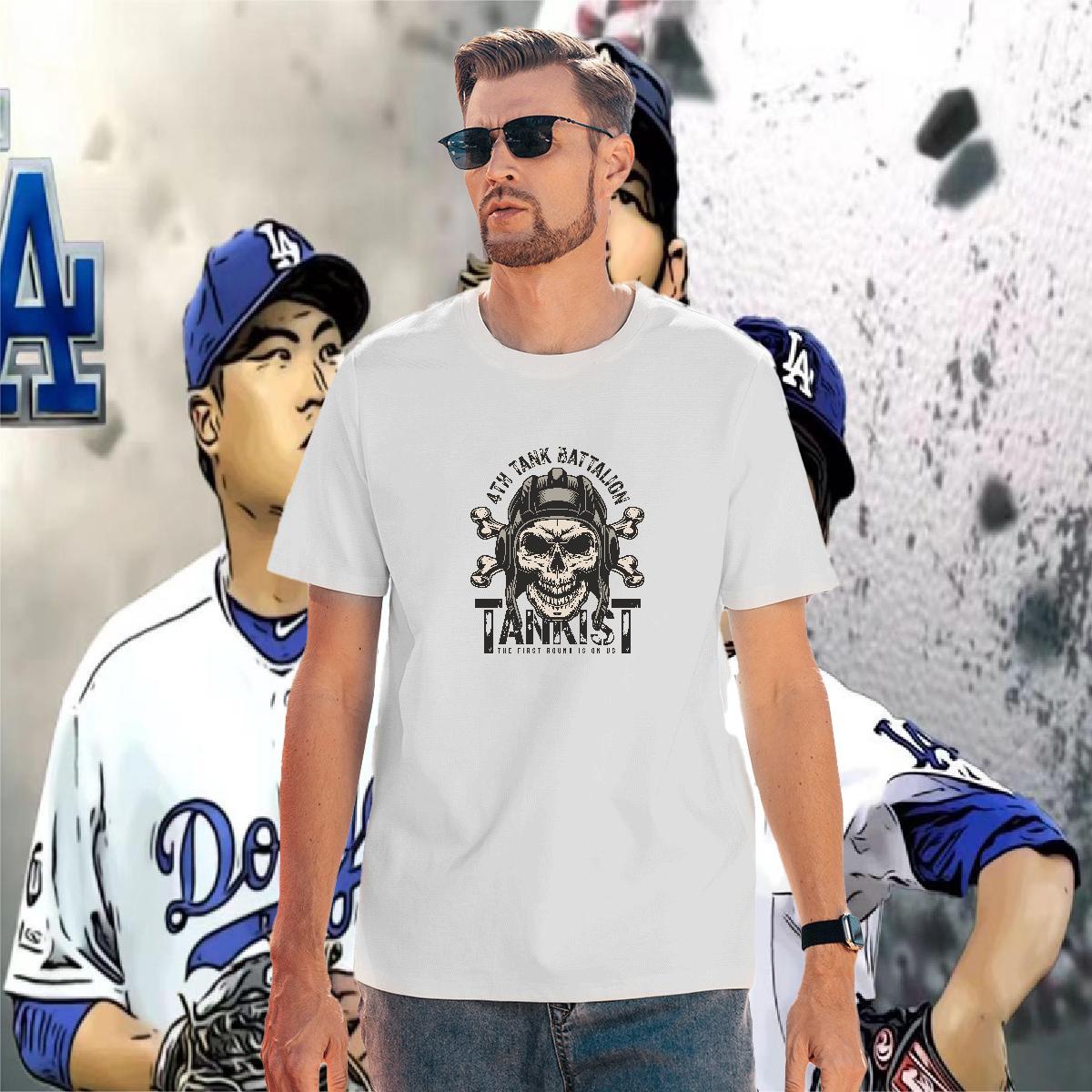 Loose T Shirt For Man 230g Pure Cotton skull Street Custom Cartoon Breathable Soft Men Tees Free Shipping Tops Shirt