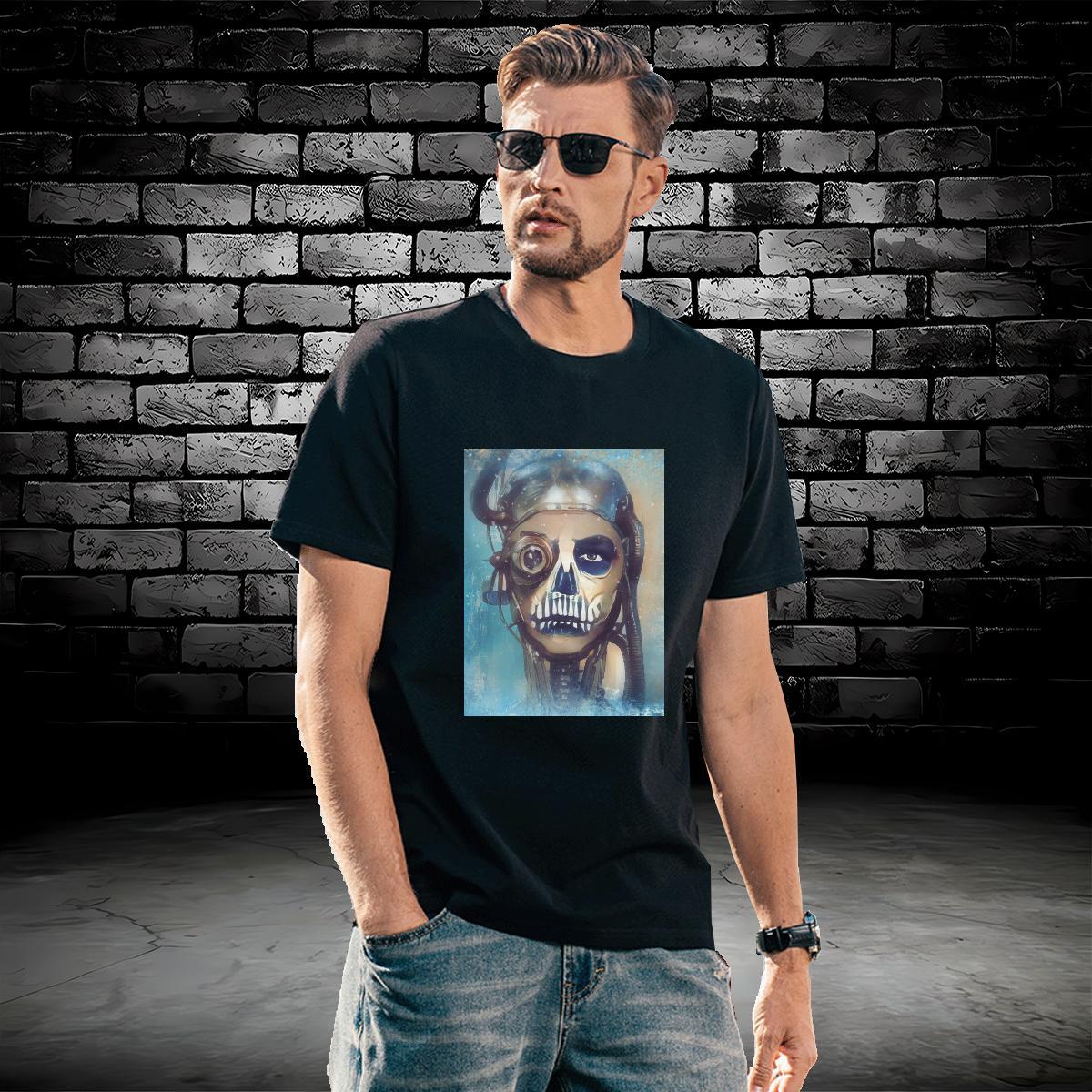 Popular T Shirt For Man 230g Cotton skull Casual Asian Size O Neck Short Sleeves Tshirt for Man Woman Customized Top Tees