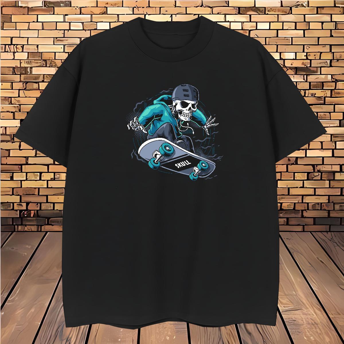 Cool Design Man T Shirts 230g 100% Cotton skull Hip Hop Anime Print Pure Cotton Men Tops Tees Fashion Designer Clothes