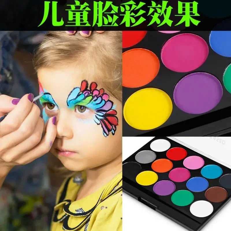 15 colors of non-toxic facial painting body makeup safe watercolor oil with brush Christmas party tools W240824