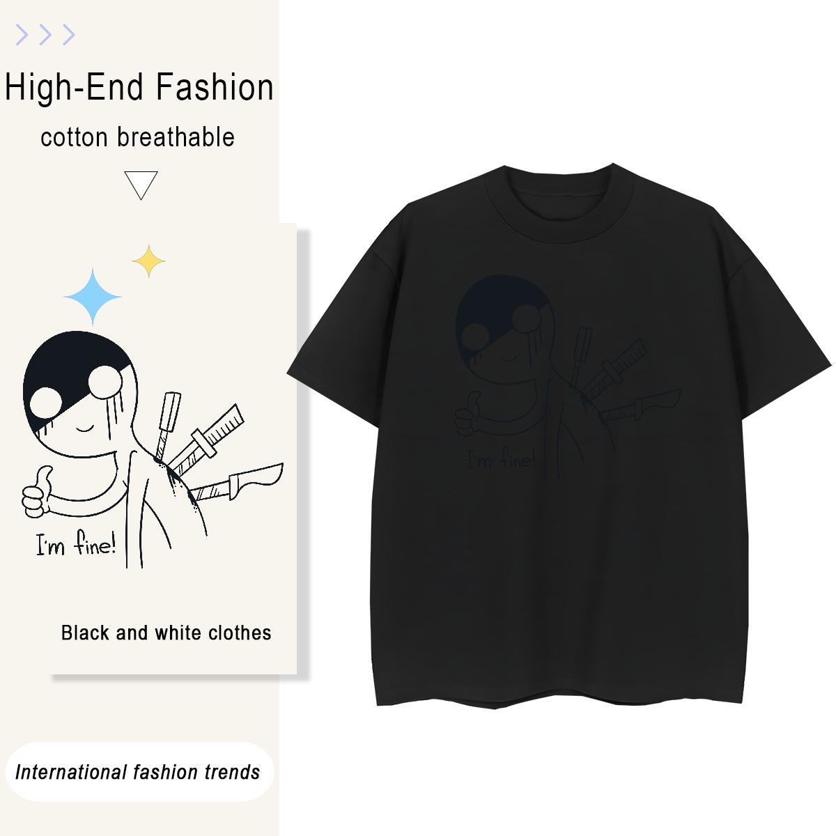 Designer Nice Women Tees 230g 100% Cotton painting Casual Daily Wear T shirt Breathable Short Sleeve Anime Print Clothings