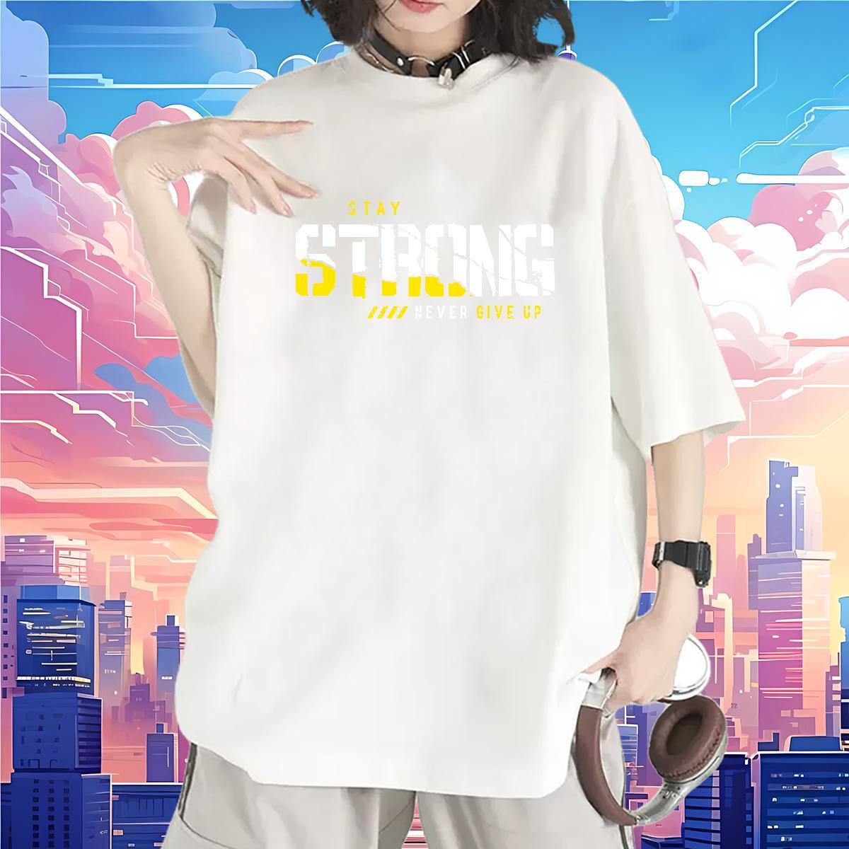 Brand Woman Tshirt 230g Pure Cotton letter Sports Casual T shirt O-Neck Short Sleeve DIY Printed Tops