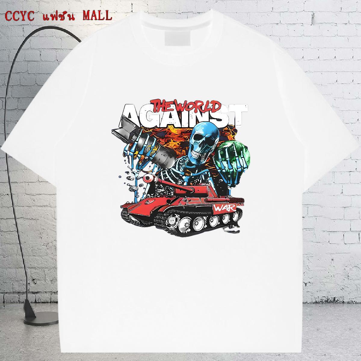 Comfortable Man T Shirts 230g Cotton skull Daily Outfit DIY Printed Short Sleeve Soft Men Clothes T-Shirt DIY Customized Tops Tees