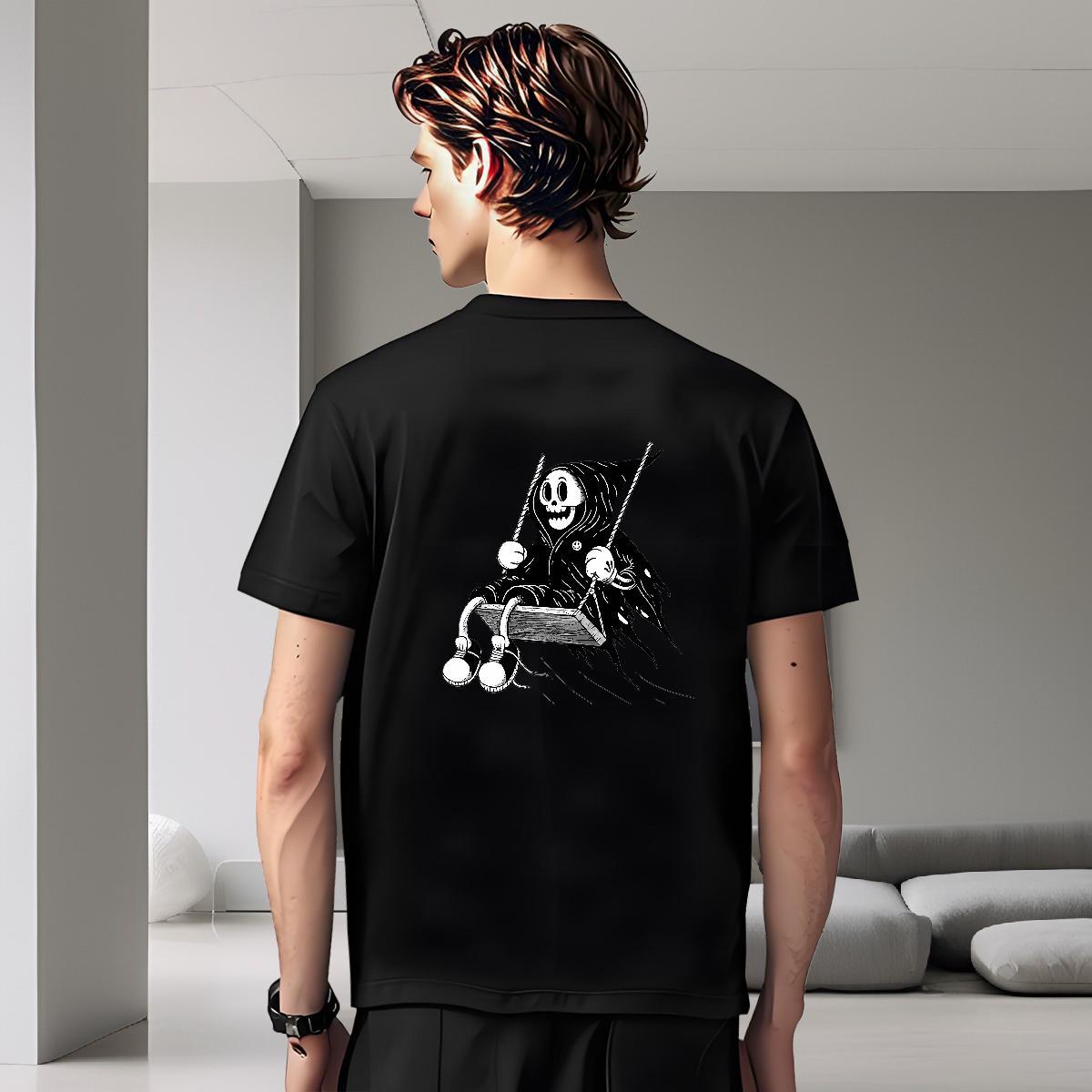 Cool Mens T Shirts 230g Cotton skull Hip Hop Oversized 3XL 4XL Pure Cotton Tshirt for Man Woman Fashion New Clothes