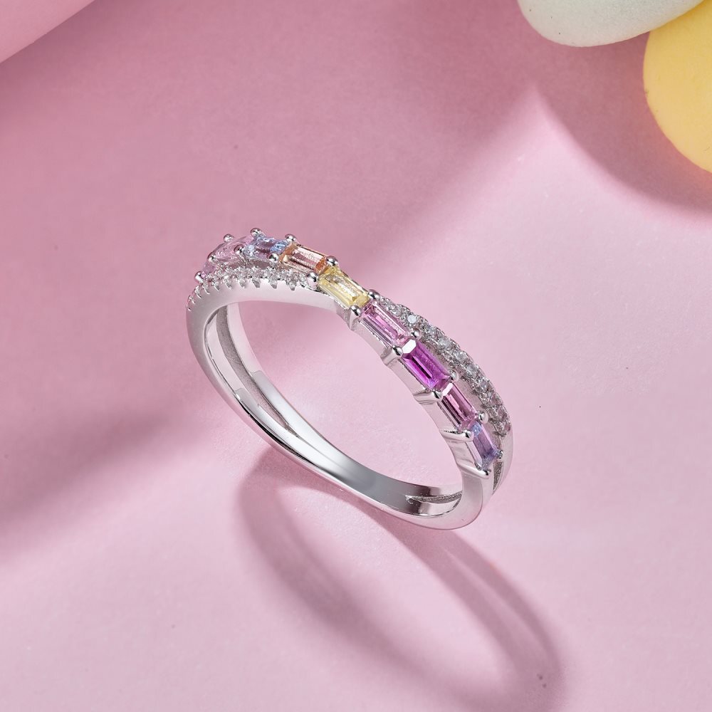 S sterg sier with high-end color zirconia inlay, fashionable and versatile temperament, geometric closure ring