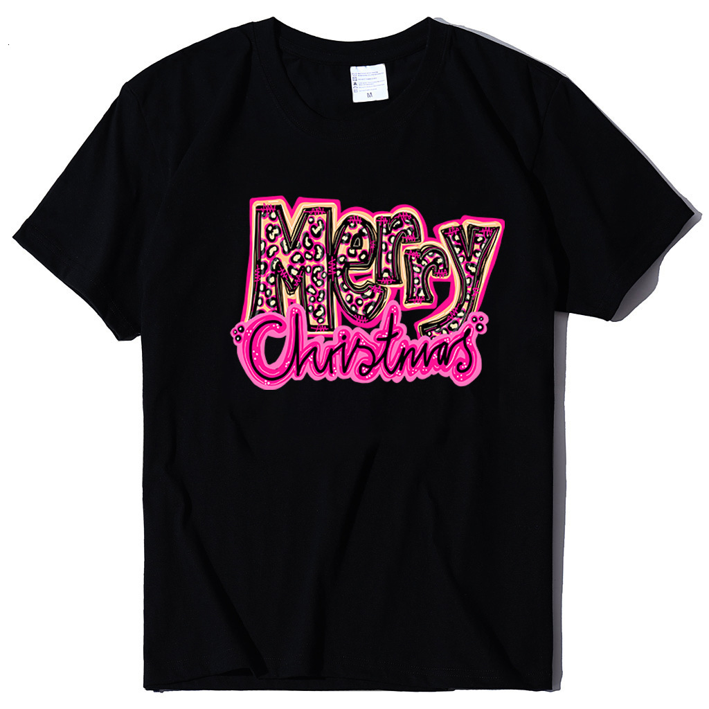 Short sleeved Merry letter printed T-shirt Christmas women's top dongdumaoyi