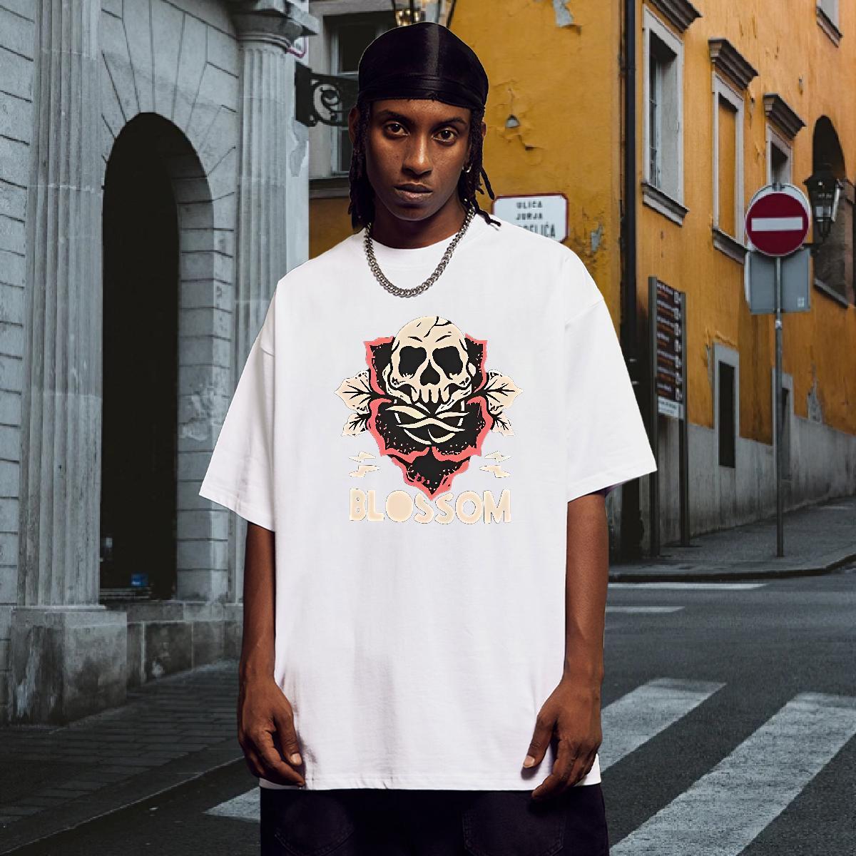 Unisex T-Shirts 230g 100% Cotton halloween Summer Casual Black White Breathable Short Sleeve Men Tshirts Fashion Designer Clothings