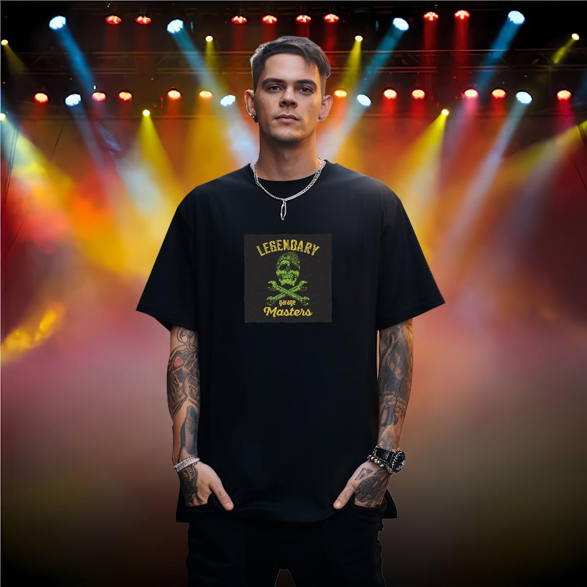Loose T-Shirts for Men 230g 100% Cotton skull Sport Black White Short Sleeve O-Neck Mens Tshirts Brand Tops