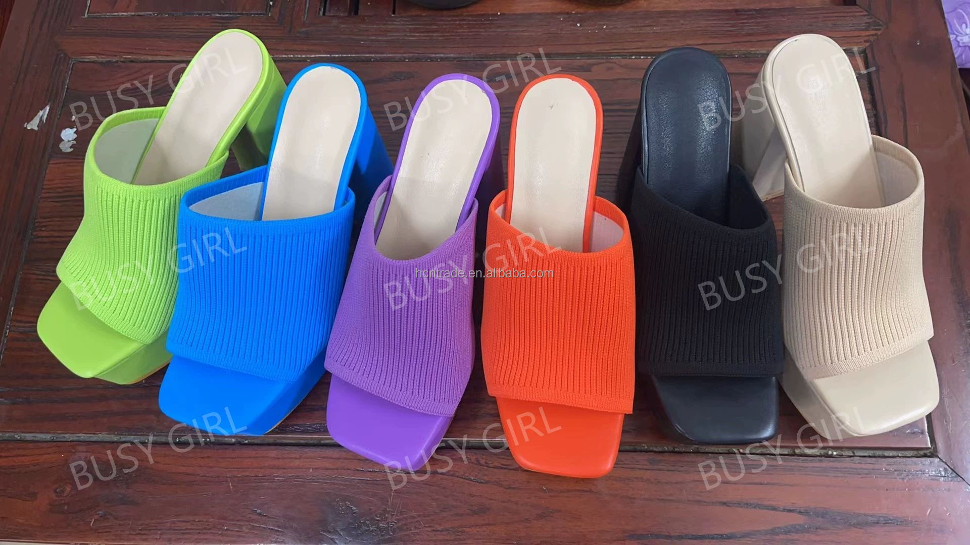 Busy Girl YX4283 Wholesale Women's Sandals Wide Foot Friendly High Heels Customized Shoes Women's Slippers Platform High Heels Sandals