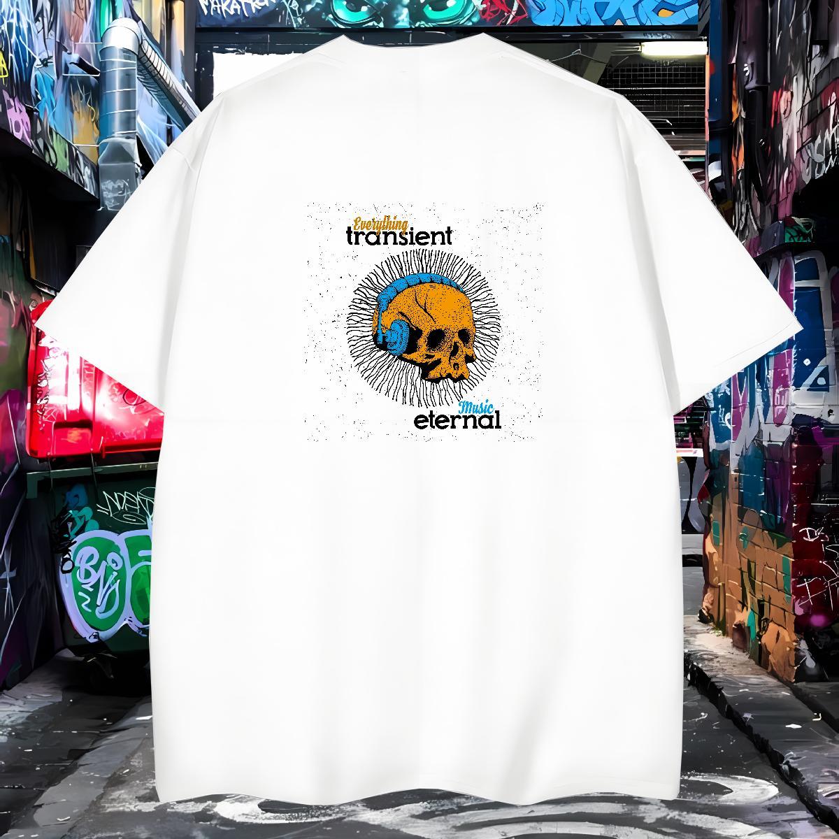 Loose T Shirts Men 100% Cotton 230g monster Casual Daily Wear DIY Breathable Short Sleeve Men Tops Tees Fashion Tshirts