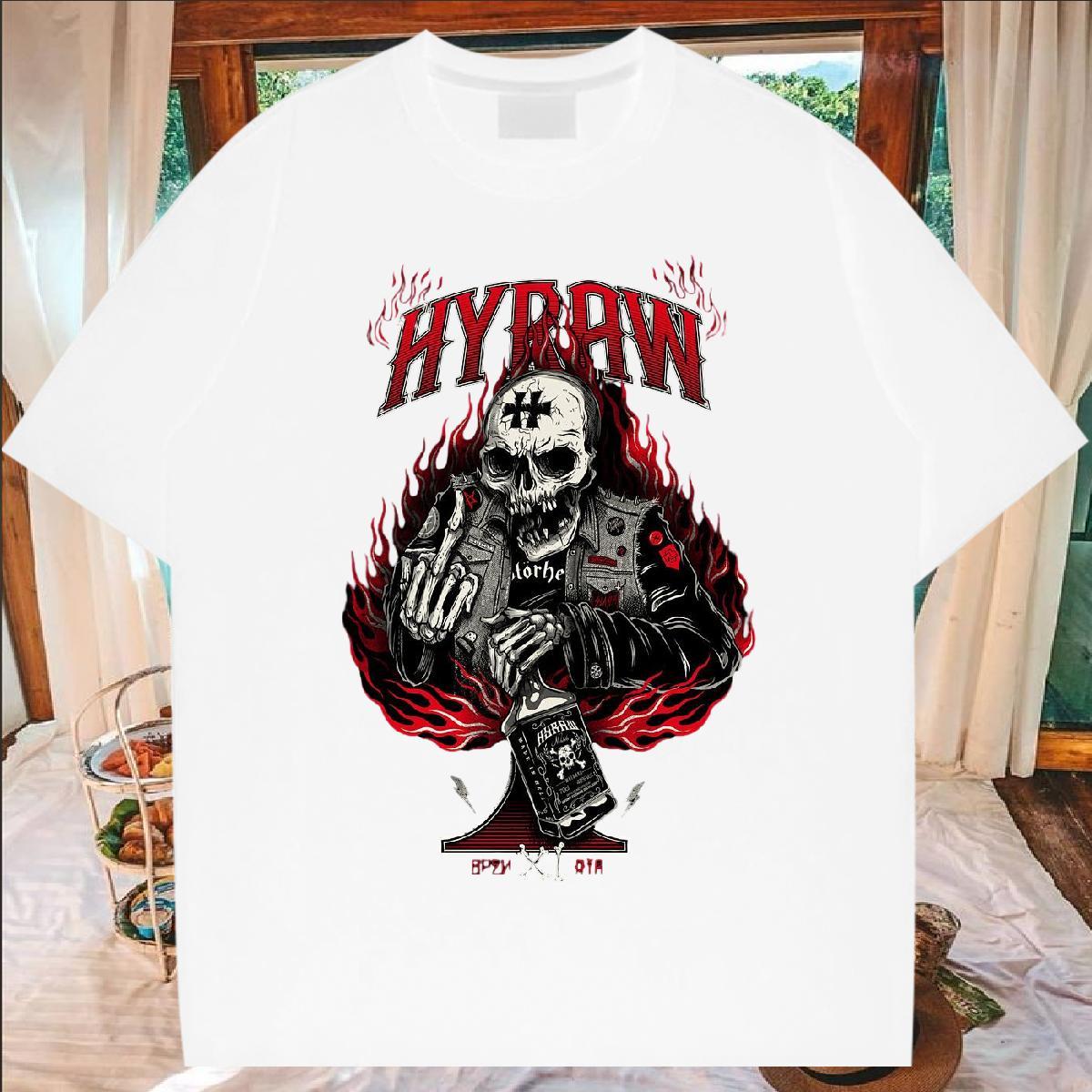 Loose Fit T Shirt For Man 230g 100% Cotton skull Street Cartoon Print Breathable Short Sleeve Tshirts Classic Clothings