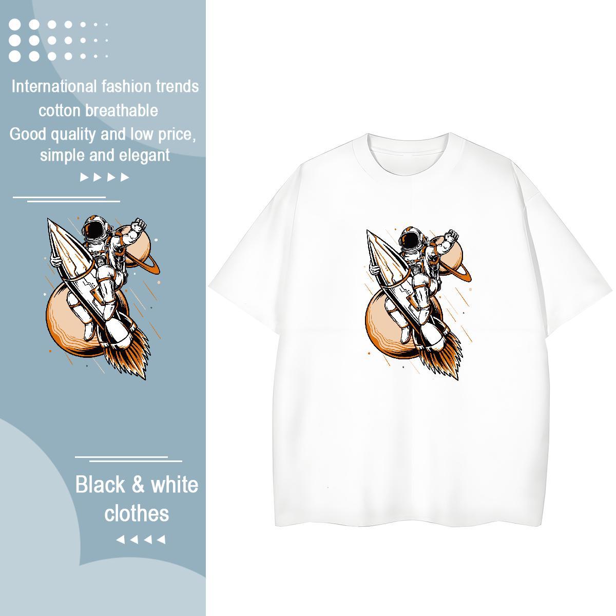 Comfortable Unisex Tshirts 230g 100% Cotton universe Home Outdoor T shirt Breathable Crew Neck Graphic Tees