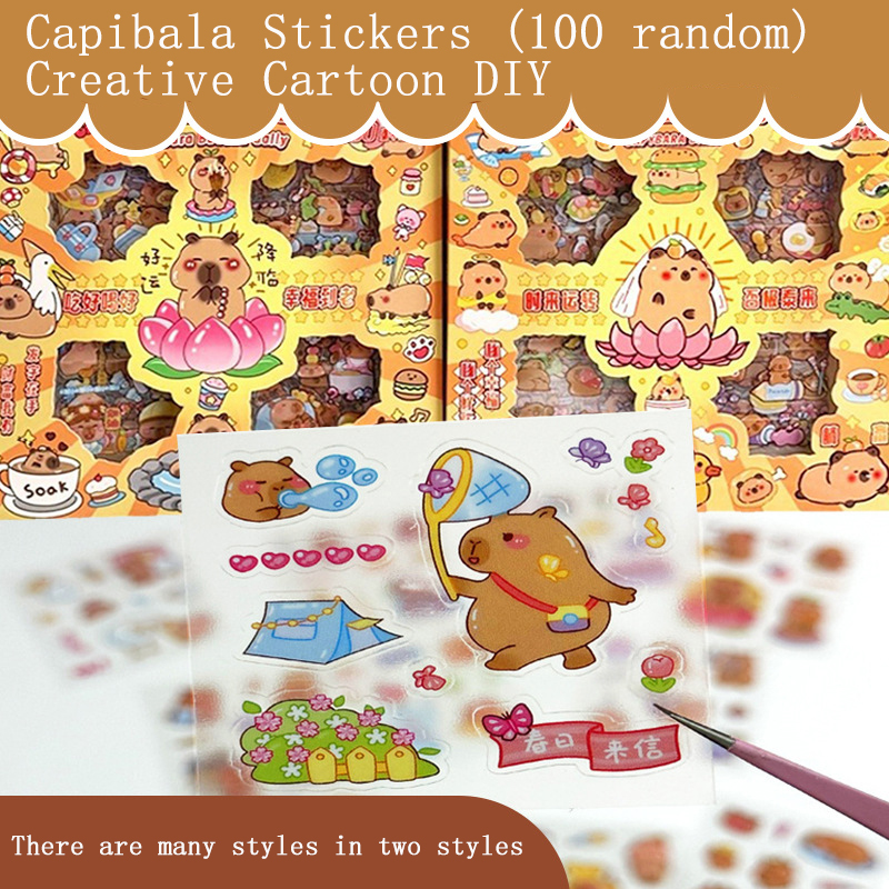 Capibala Sticker Set Creative Cartoon Waterproof Stationery Stickers Internet Celebrity Children's Student DIY Account Material