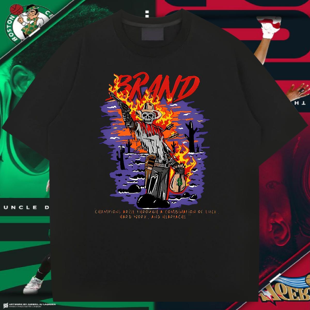 Brand Man T Shirts 100% Cotton 230g skull Casual Oversized 4XL Breathable Short Sleeve Men Clothes T-Shirt Fashion Tees