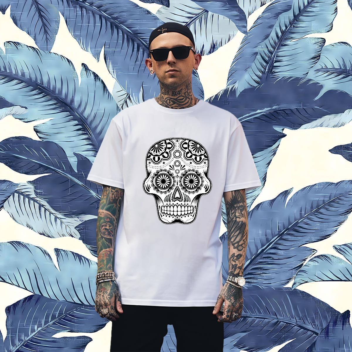 High Quality T Shirts Men 100% Cotton 230g skull Daily Outfit Plus Size Custom Short Sleeve Soft Men Clothes T-Shirt New Designer Top Tees
