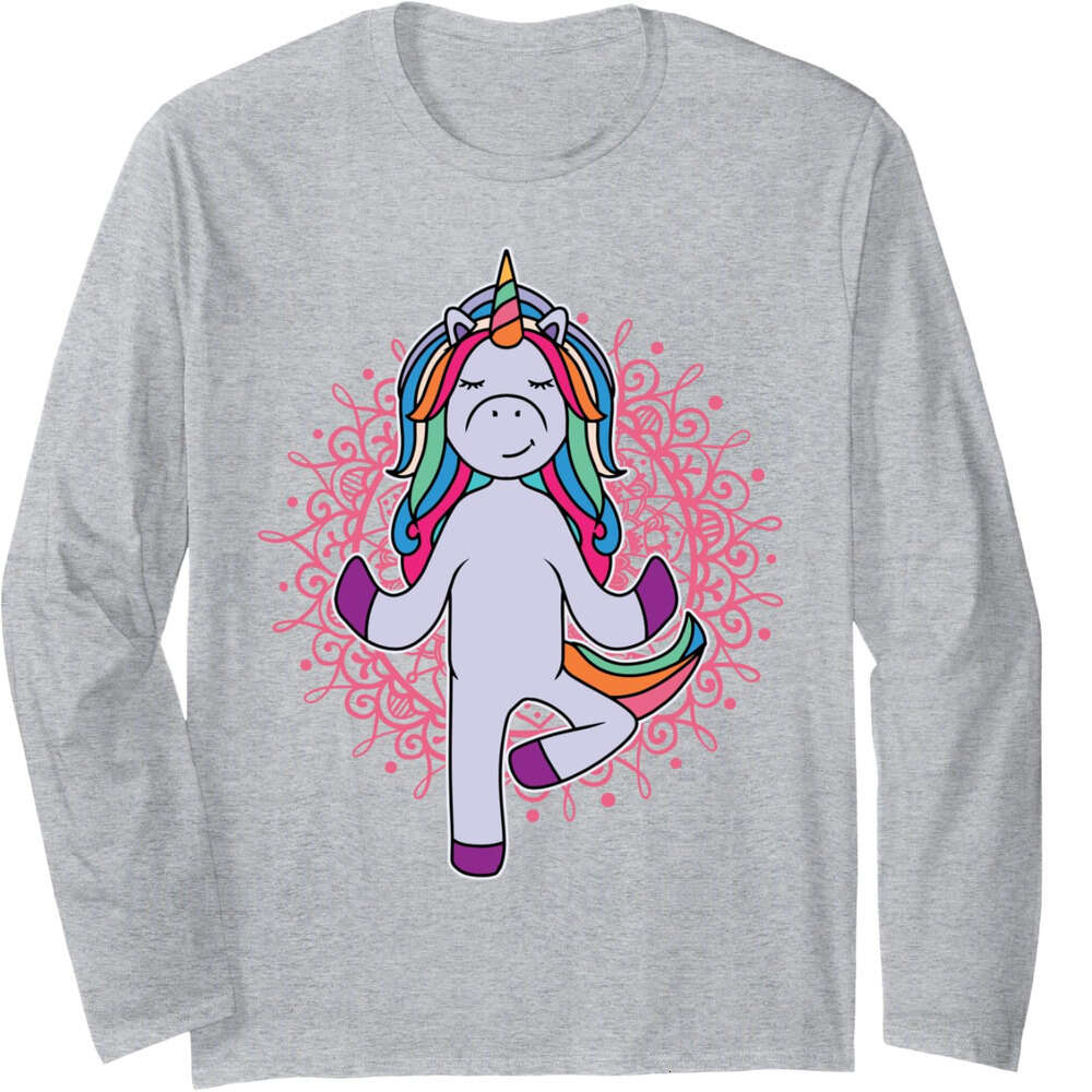 Long Sleeve Shirts for Men sweatshirt Namaste Yoga Unicorn - Unicorns Lover Funny Gift Long Sleeve Tee Streetwear Casual tops clothes