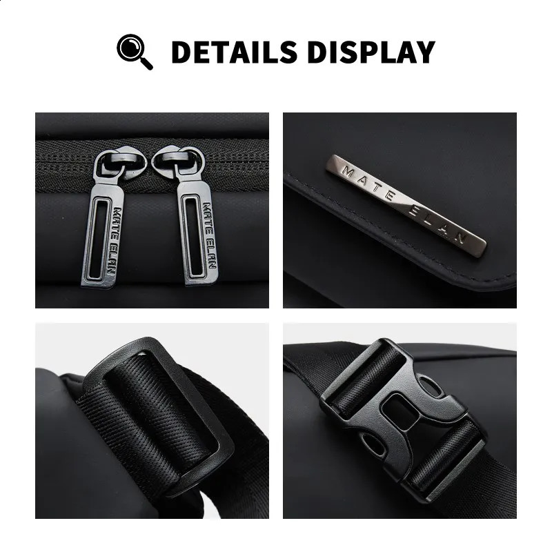 Fashionable cross body mens chest messenger anti-theft zipper 7.9-inch iPad waterproof short travel shoulder bag 240826 37f9