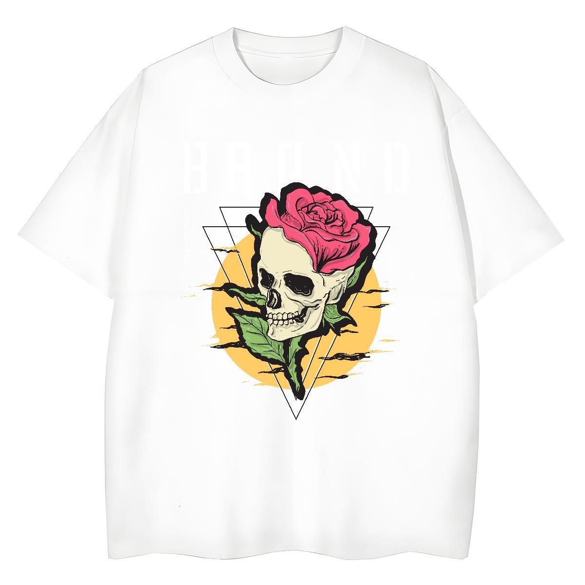 Free Shipping Men T Shirts 230g 100% Cotton flower Daily Wear Custom Printing Crew Neck Breathable Tshirts 2024 Summer Clothes