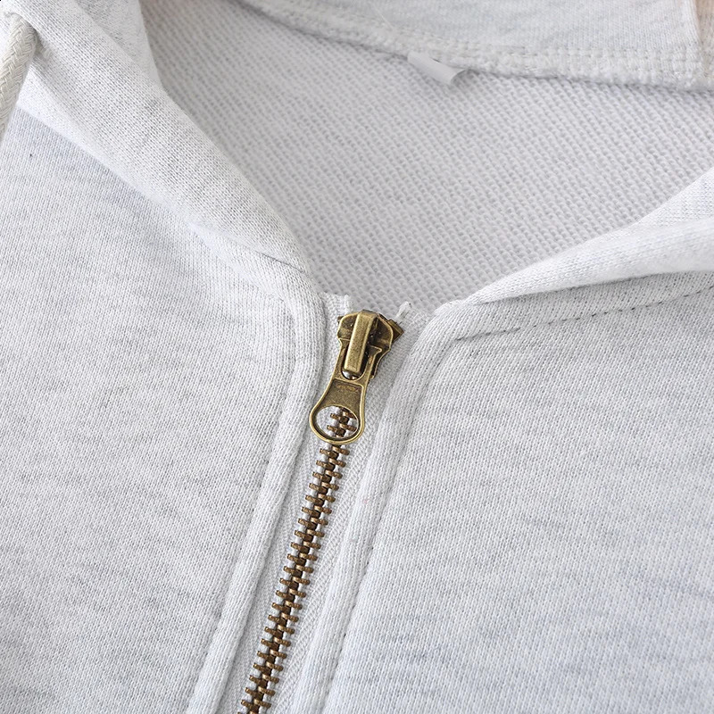 KEYANKETIAN Womens Oversize Hooded Zipper Short Hoodie High Street Double Pockets Casual Crop Top Sweatshirt 240824