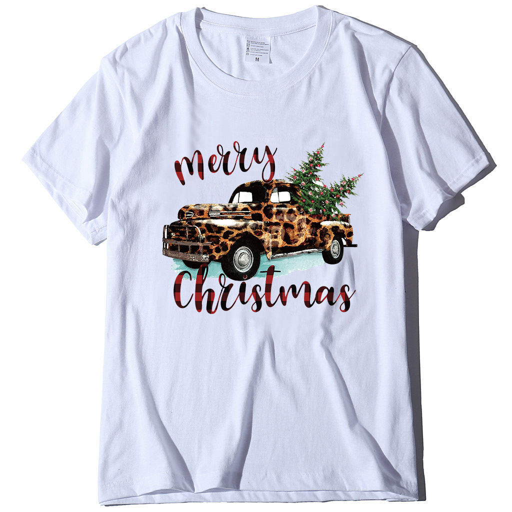 Summer and autumn round neck fashionable women's T-shirt ins trendy loose short sleeved truck pine tree dongdumaoyi