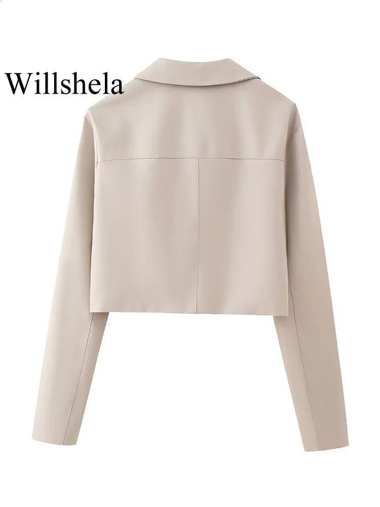 Willshela Women Fashion Two Piece Set Khaki Blazer With Pockets Vintage Front Zipper Trousers Feamle Chic Lady Pants Sets 240826