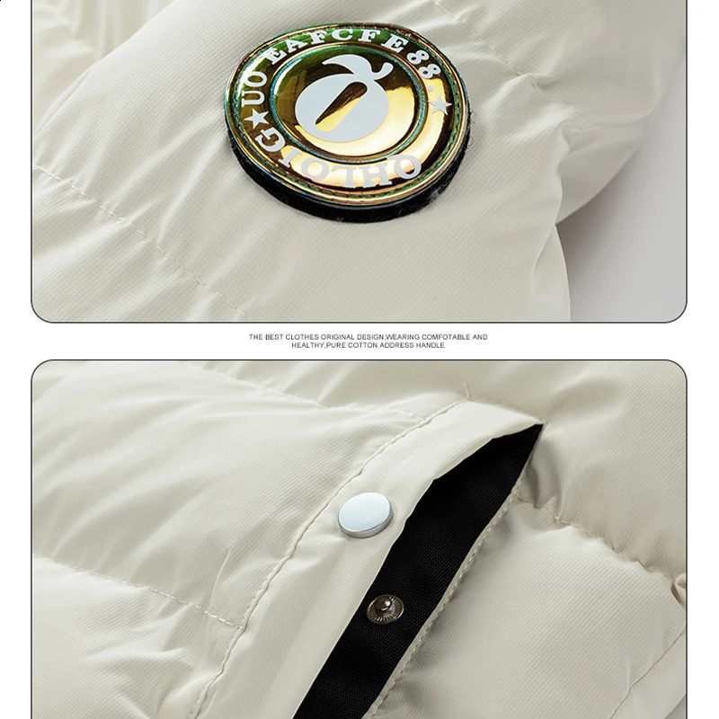 Mens winter windproof and warm park thick solid color hooded travel camping jacket mens casual Y2K fashionable down jacket 240826