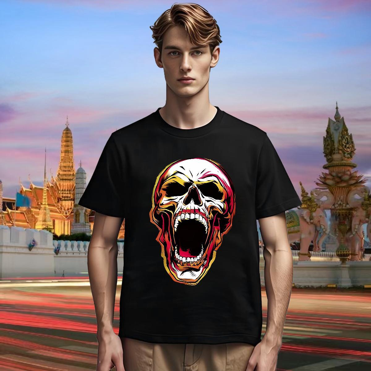 Cool T Shirts Men 100% Cotton 230g angry Street wear Hip Hop Custom Printed Breathable Crew Neck Men Clothes T-Shirt Classic Tops Tees