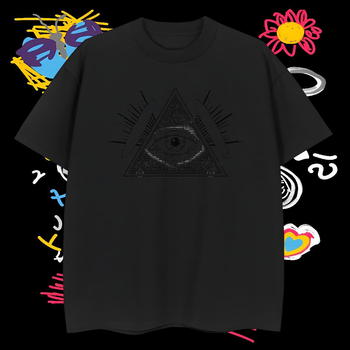 High Quality T-Shirts 100% Cotton 230g eye of the devil High Street Hip Hop Custom Printed O-Neck Short Sleeve Men Clothes T-Shirt Stylist Clothings