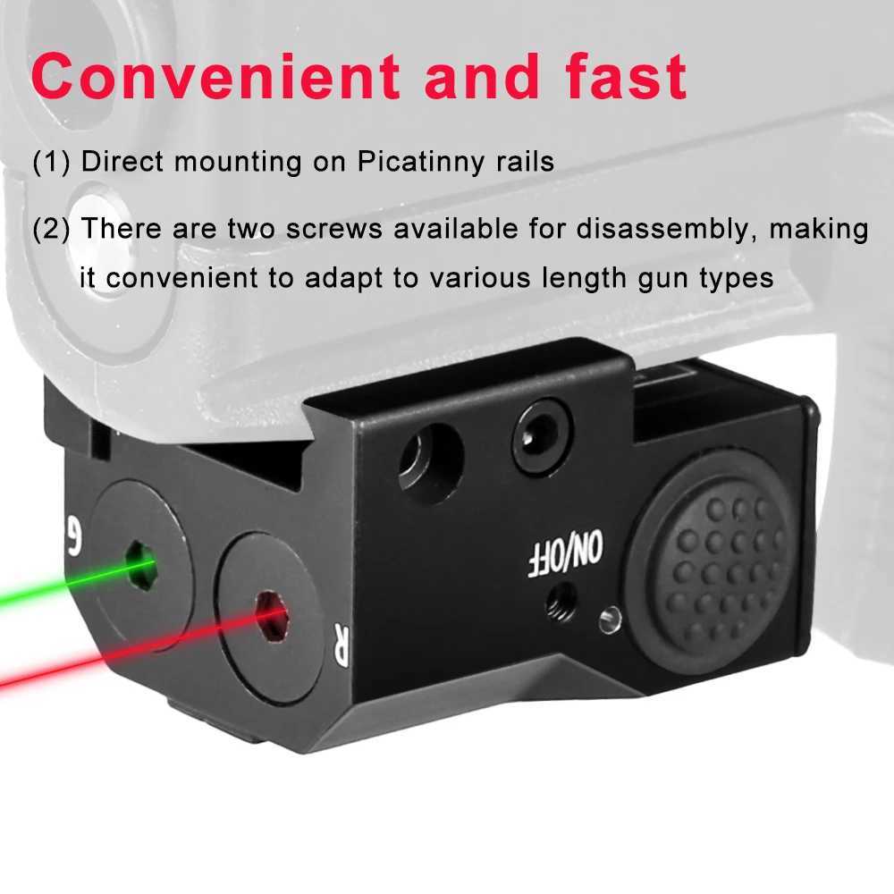 Low Profile Dual Red Green Laser Sight Rechargeable Weapon Laser Sight Gun Laser Sight for Pistol Handgun with Picatinny Rail X250319