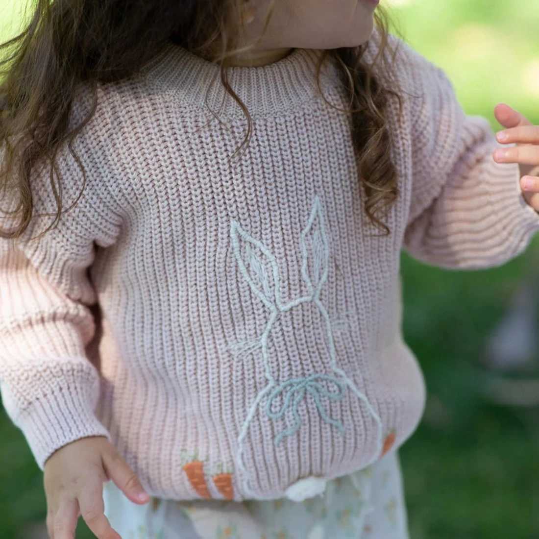 Childrens rabbit sweater ultra-fine cotton rabbit sweater zipper jumping cute childrens clothingW240824
