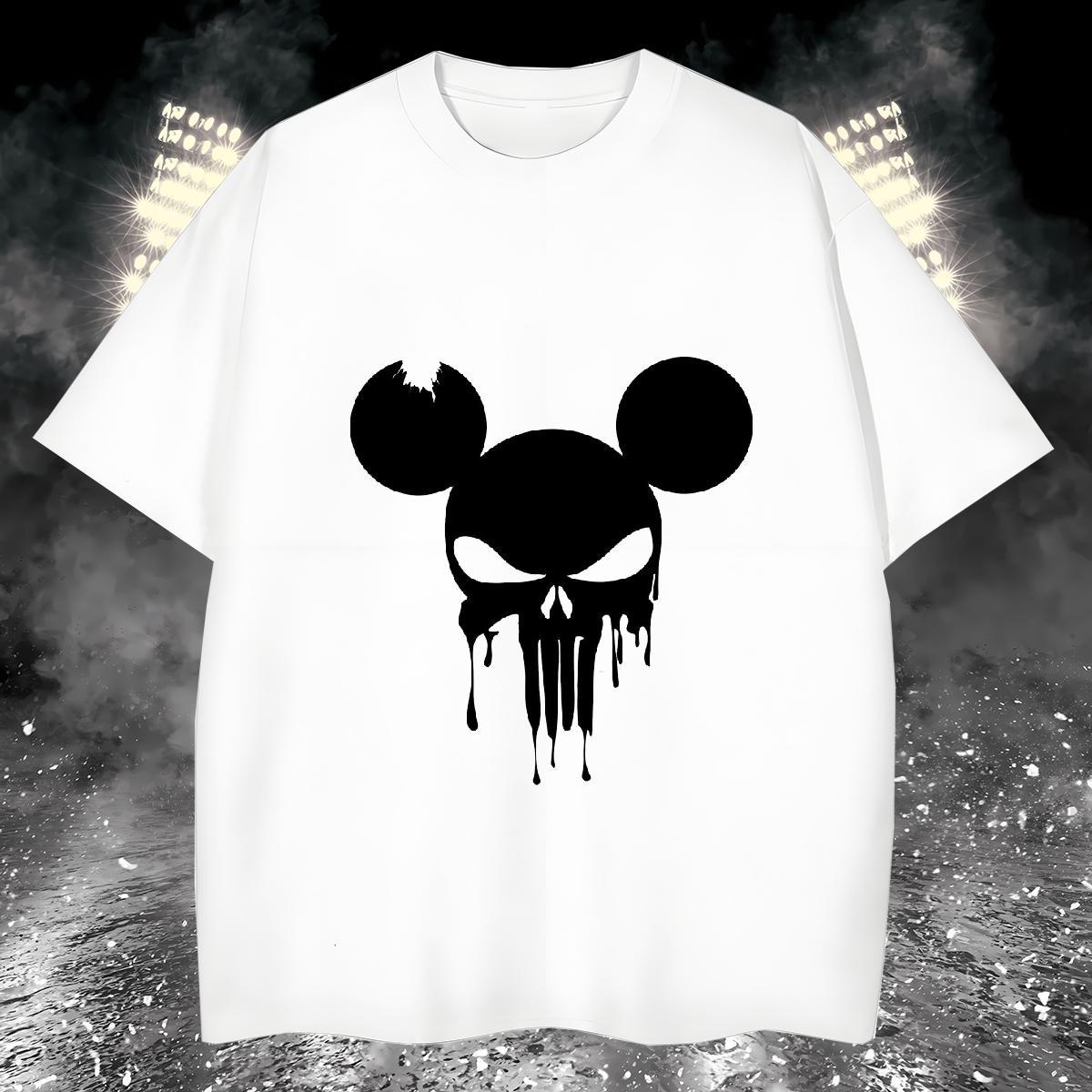 Popular T Shirt For Man 230g 100% Cotton skull Daily Outfit DIY Round Neck Short Sleeve Tshirts Classic Tops Shirt