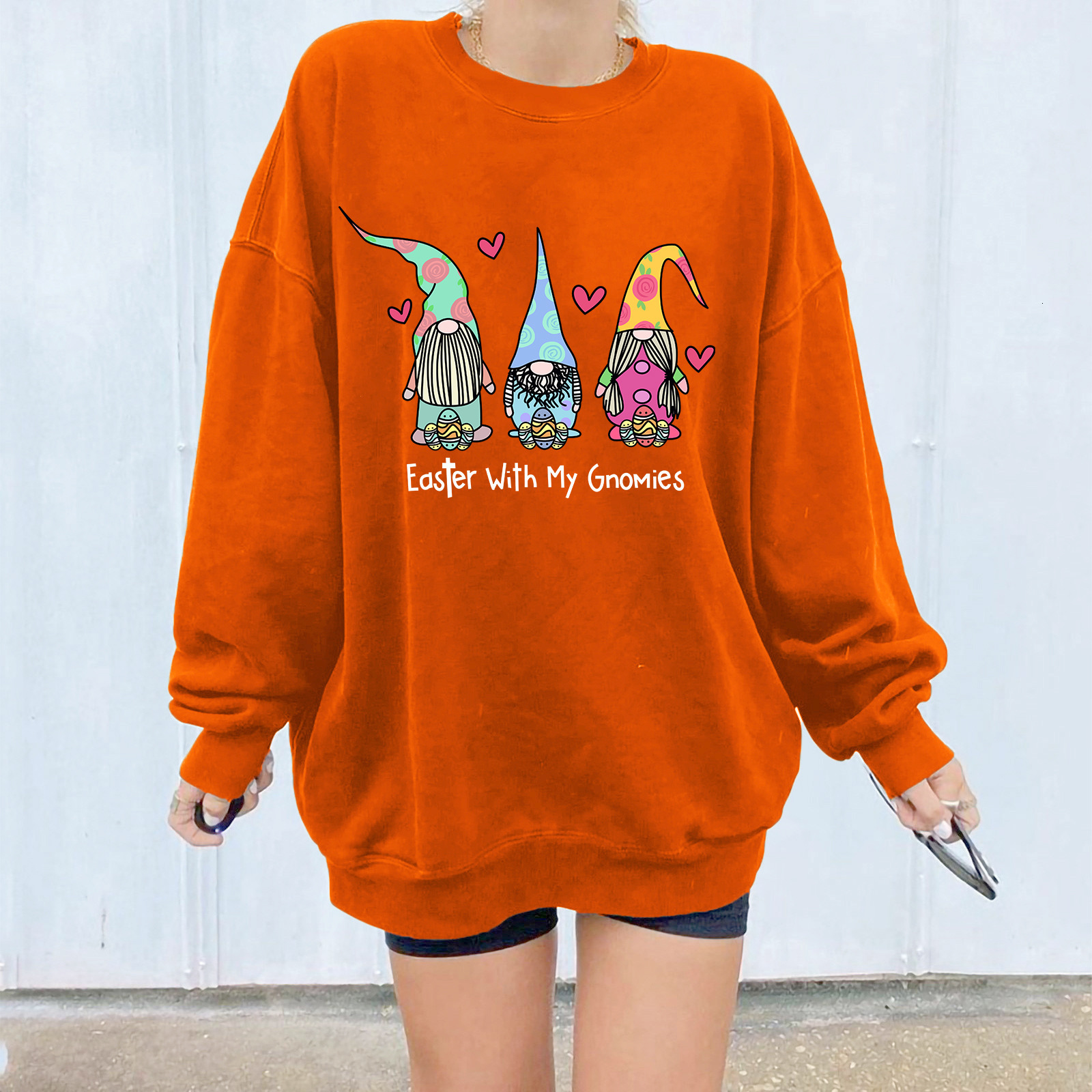 Loose shoulder sweatshirt with three Santa Claus letter prints, casual round neck, thick hoodie dongdumaoyi