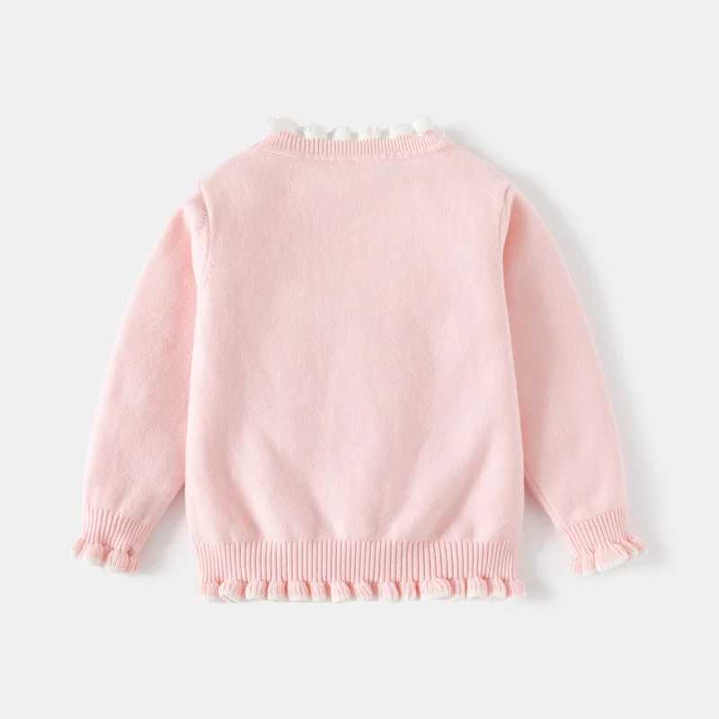 2024 Childrens Autumn New Baby Clothing sequin butterfly flower knitted top childrens pleated long sleeved cotton warm sweaterW240824
