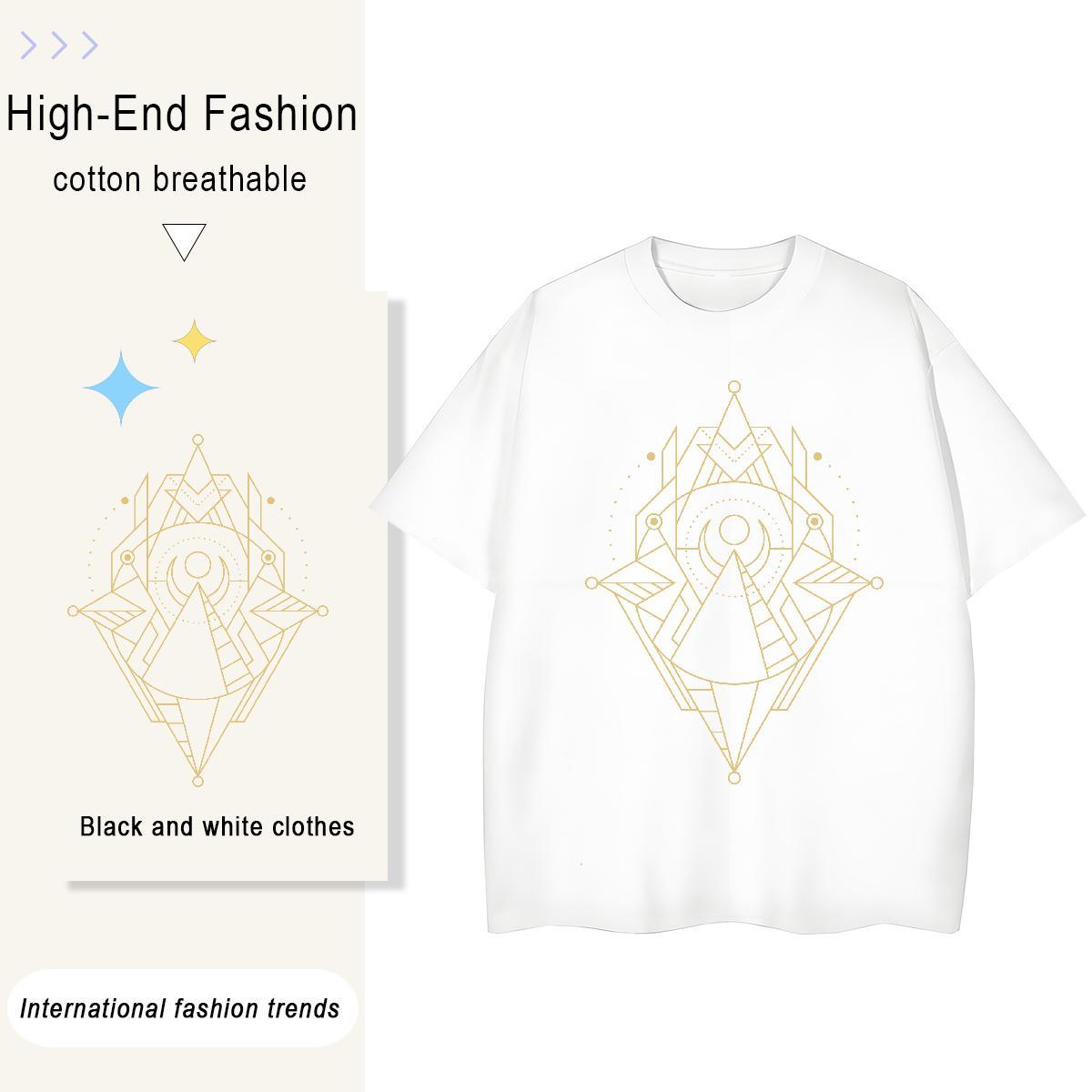 Lady Woman Tshirt 230g Cotton Geometric line Daily Wear T-Shirts Breathable Custom Printing Top Shirts