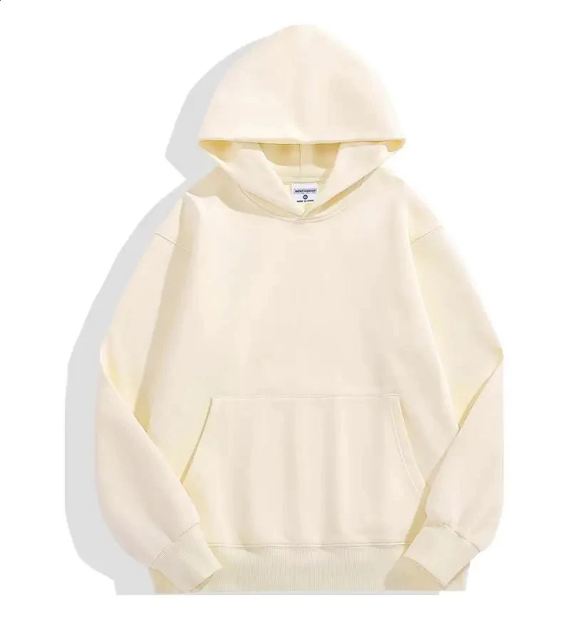 500GSM Heavy Weight Fashion Mens Hoodies Autumn Winter Casual Thick Cotton Mens Top Solid Color Hoodies Sweatshirt Male 240826