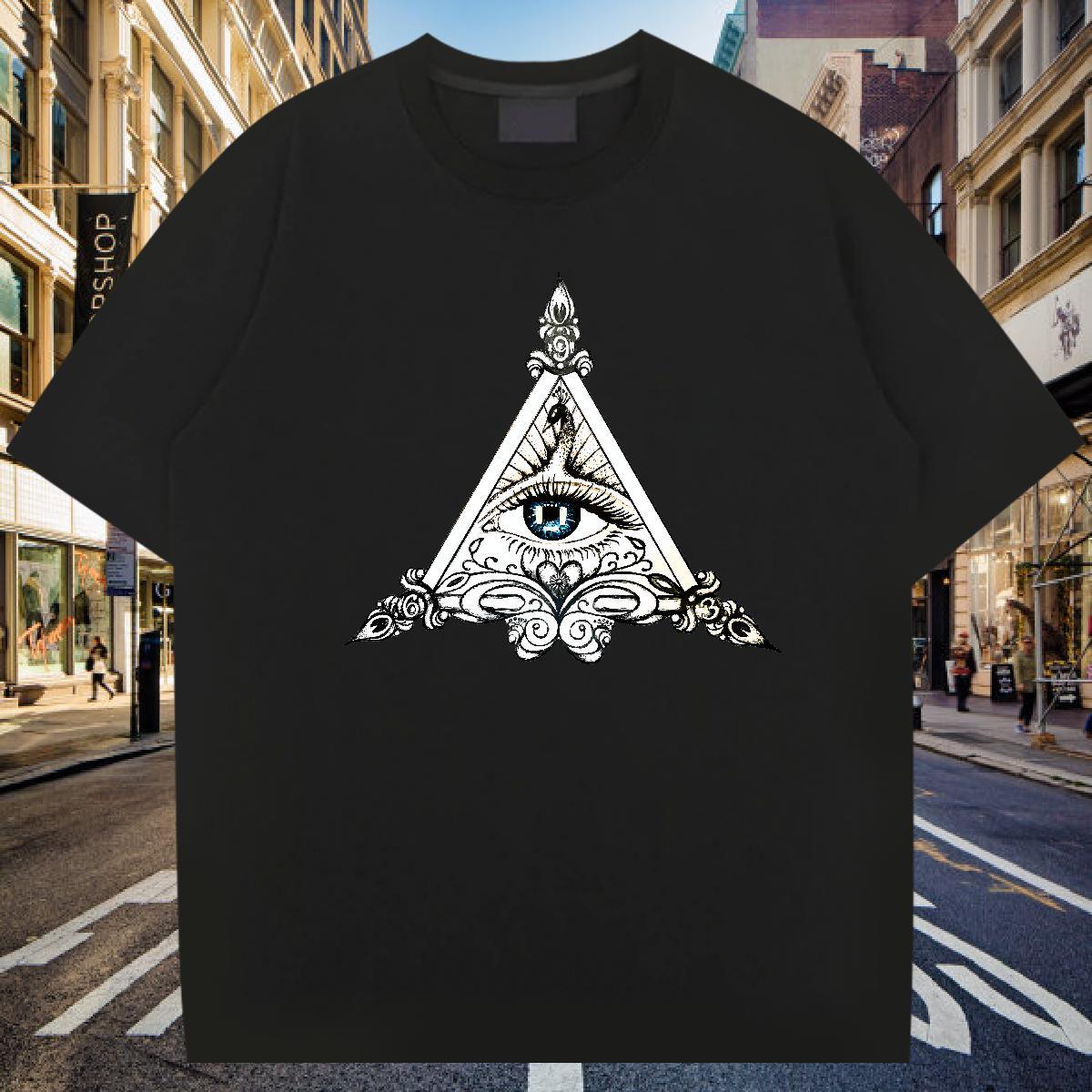 TOP Quality Men T Shirts 230g Cotton eye of the devil Street Wear Graphic Breathable Crew Neck Mens Tshirts Brand Clothings
