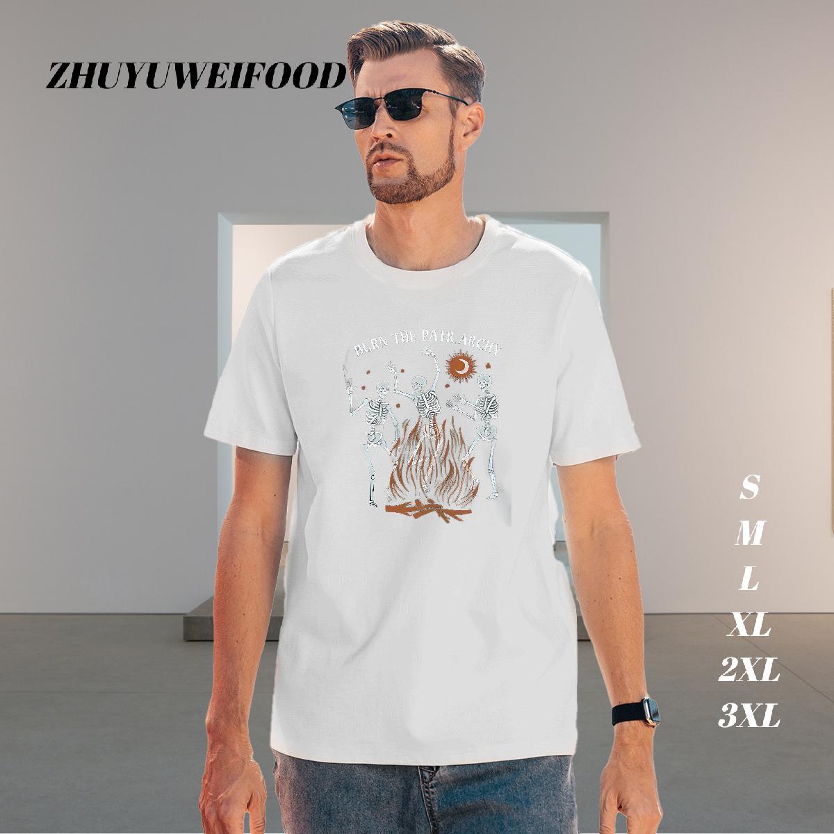 Loose T-Shirts for Men 230g Pure Cotton moon Street Oversized 3XL 4XL Breathable Crew Neck Mens Tshirts Customized Wear