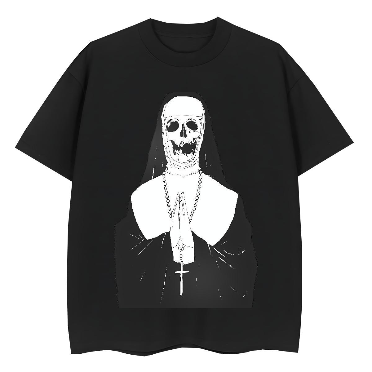 High quality Women Tshirts 230g Pure Cotton skull face Street Casual T-Shirts for Women Breathable Short Sleeve Skull Polos