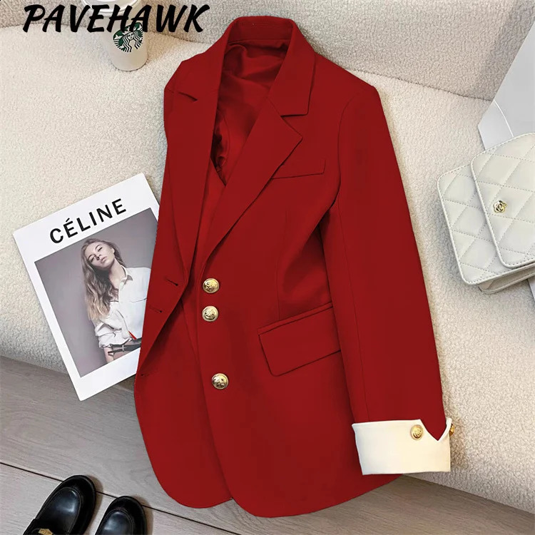 Women Long Sleeve Office Lady Blazers Autumn Winter Solid Casual Single Breasted Chic Notched Blazer Ladies Jackets Clothes 240826