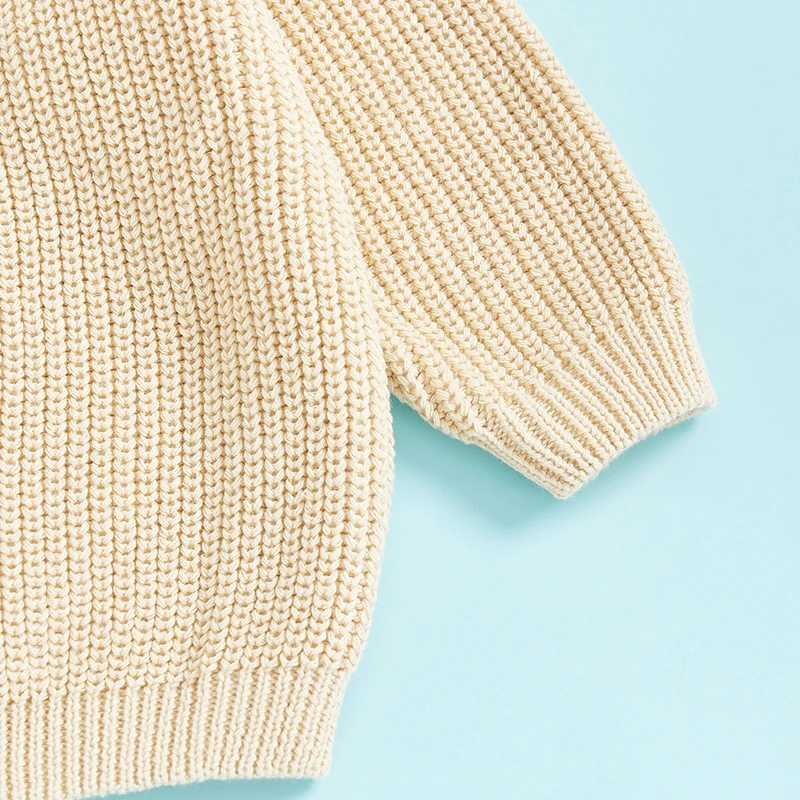 Baby boy girl Christmas sweater reindeer pattern long sleeved round neck short and chubby knitted latte Christmas topW240824