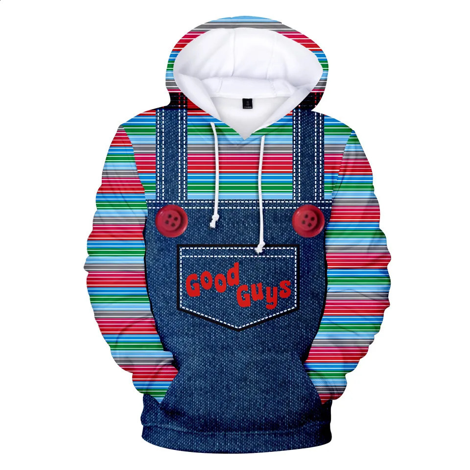 2024 Mens Hoodie 3D Full Print Horror Movie Chucky Hoodie Sportswear Costume Role Playing Costume Unisex Hoodie Street Clothing 240824