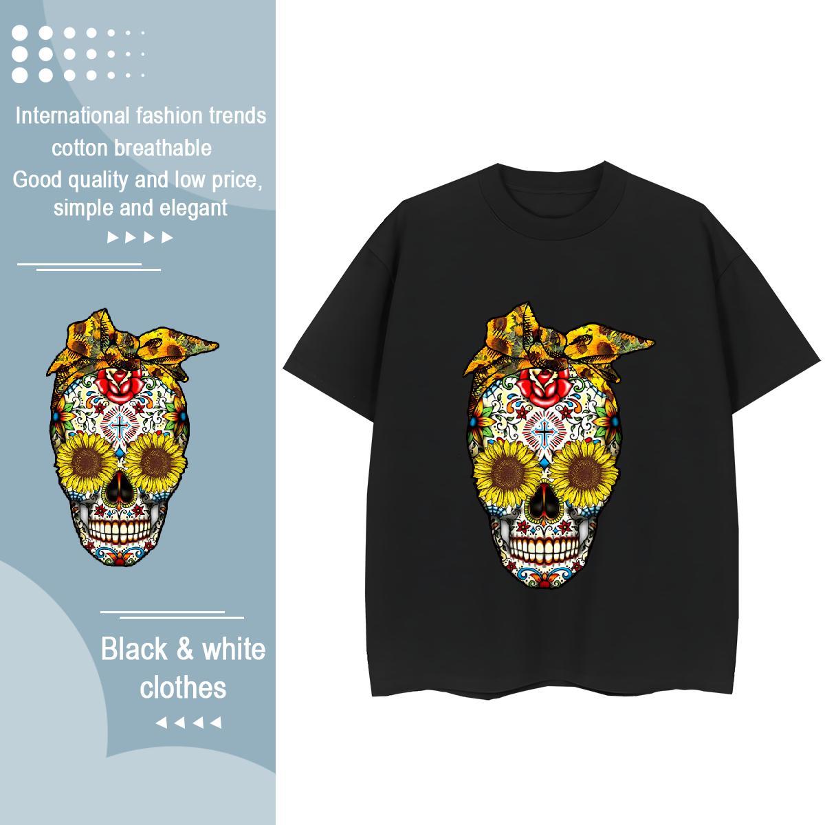 Brand T Shirt For Man 230g 100% Cotton skull Street Wear Custom Anime Short Sleeve Soft Men Tees Customized Tops Tees