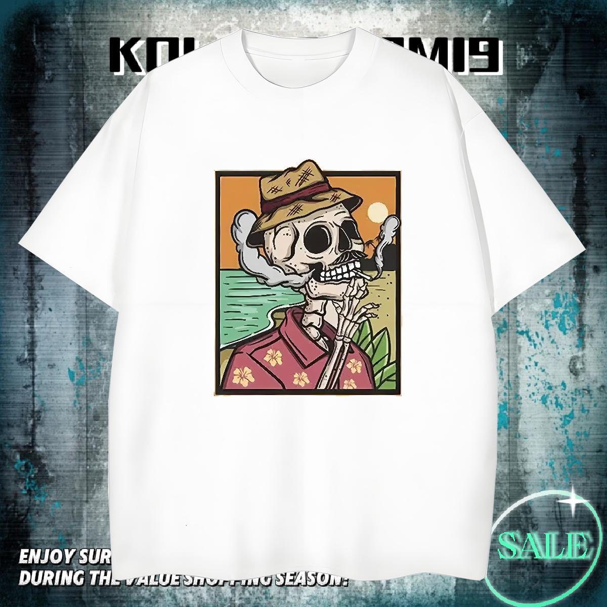 Brand T-Shirts 100% Cotton 230g skull Street Wear DIY Printed Short Sleeve O-Neck Tshirt for Man Woman Customized Tee Shirt