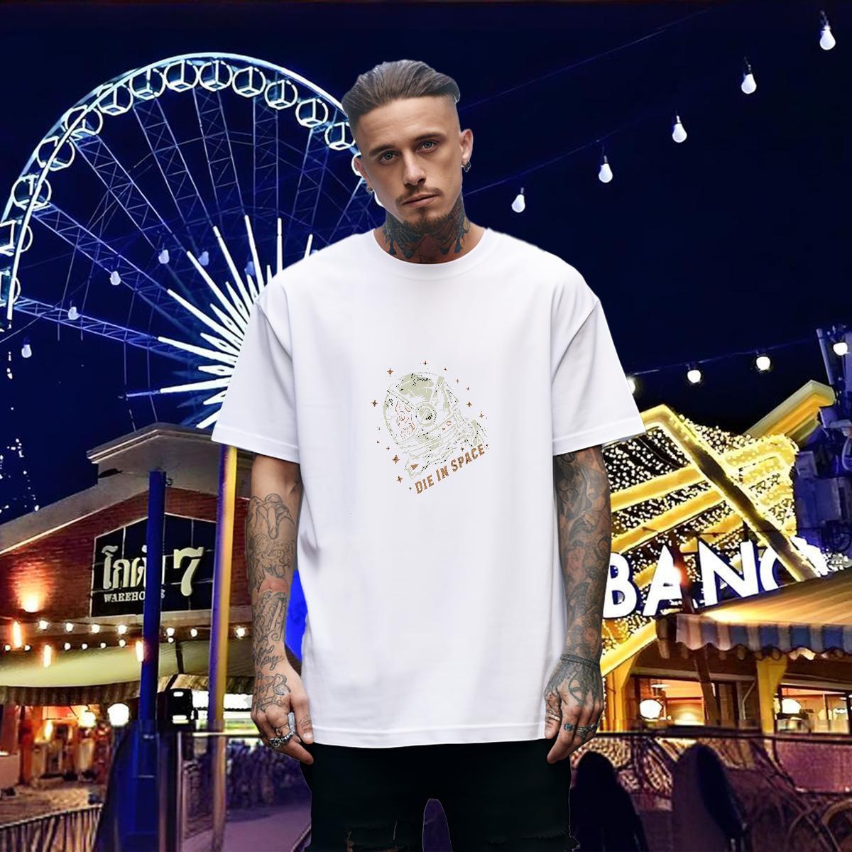 Free Shipping T-Shirts for Men 100% Cotton 230g skull Street Wear Plus Size Custom Breathable Short Sleeve Tshirts Fashion New Top Tees
