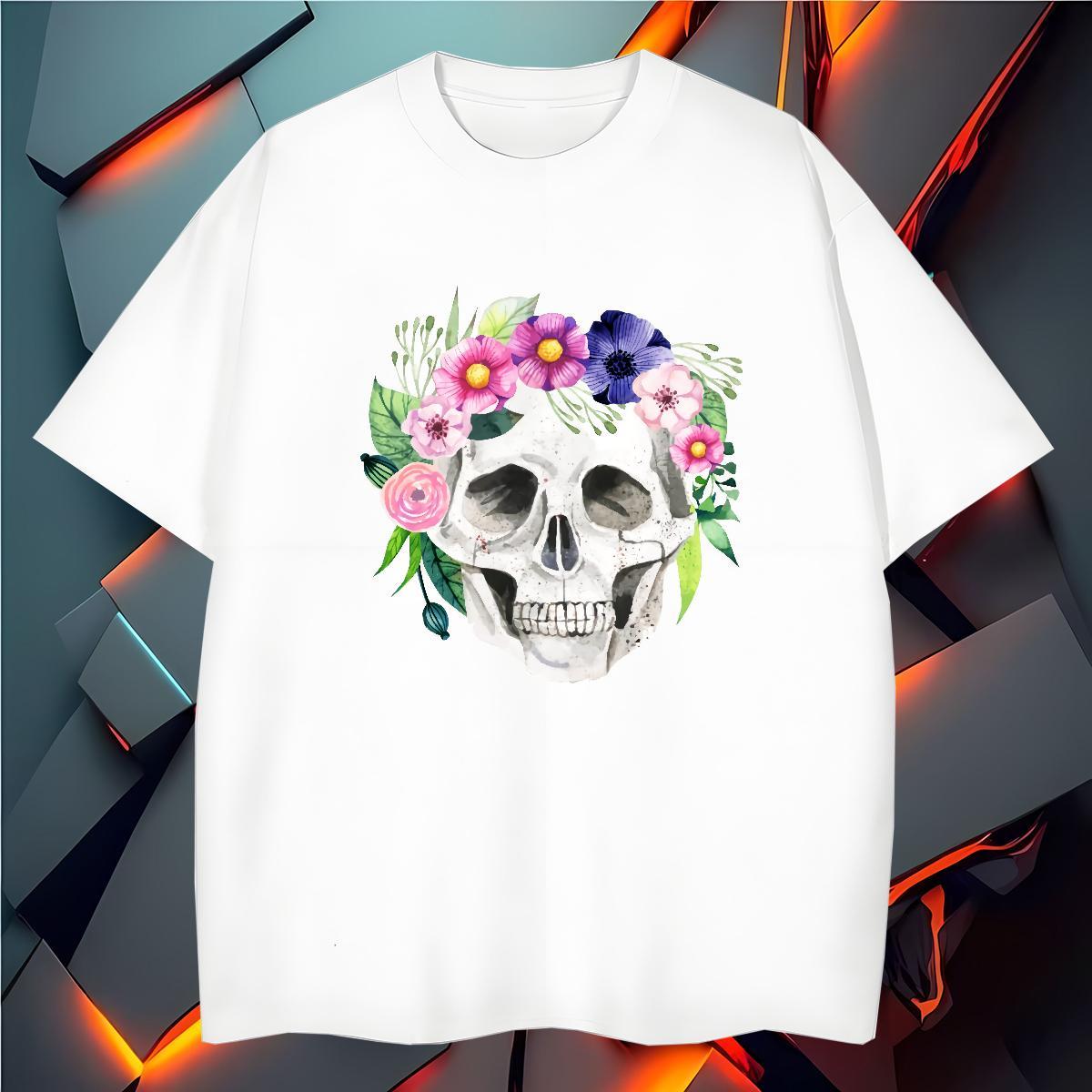 Cool Design T shirt 230g 100% Cotton skull Sports Casual Black Oversized Breathable Men Tees Designer Clothes